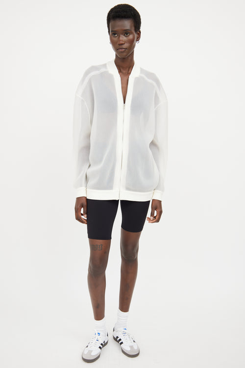 Stella McCartney White Mesh Bomber Jacket