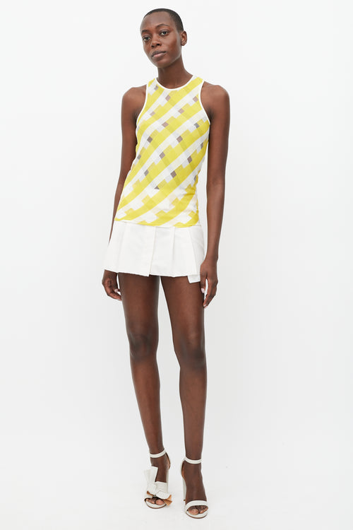 Stella McCartney Yellow 
White Sheer Stripe Tank Top