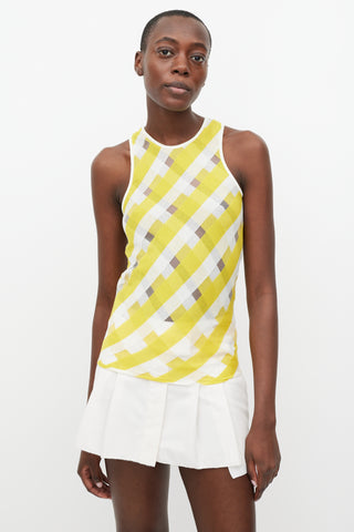 Stella McCartney Yellow 
White Sheer Stripe Tank Top