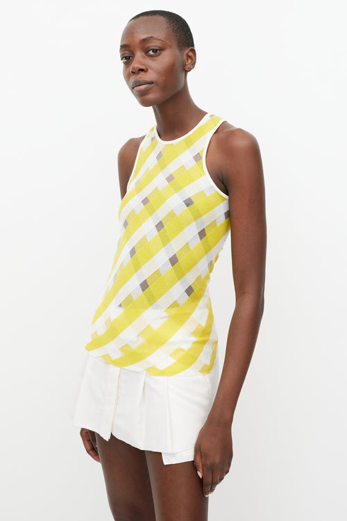 Stella McCartney Yellow 
White Sheer Stripe Tank Top