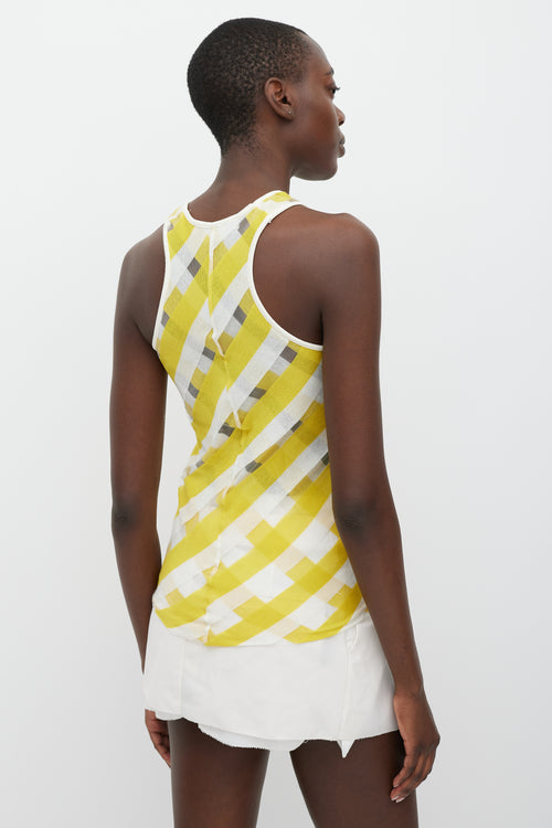 Stella McCartney Yellow 
White Sheer Stripe Tank Top