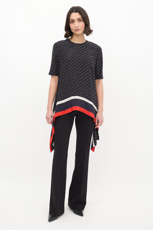 Stella McCartney Black 
Multi Silk Monogram Blouse