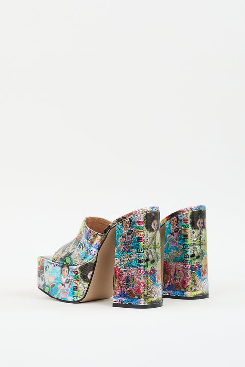 Multicolour Leather Trixie Platform Sandal