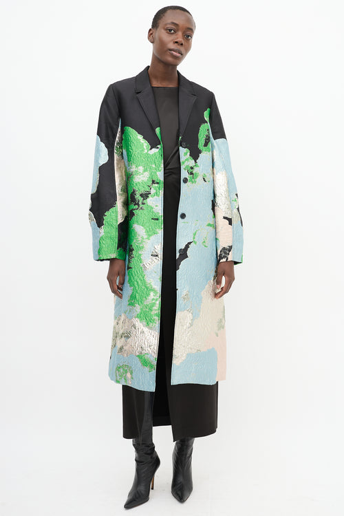 Stine Goya Black 
Multicolour Brocade Cornelia Long Coat