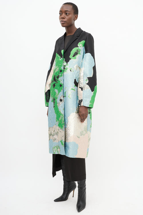 Stine Goya Black 
Multicolour Brocade Cornelia Long Coat