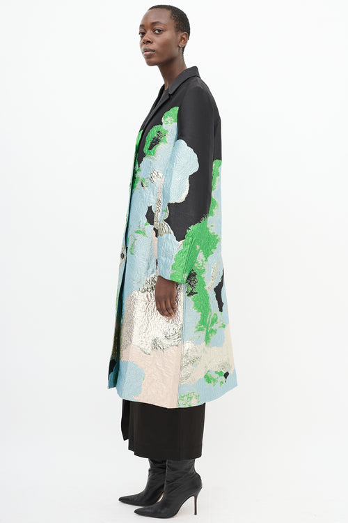 Stine Goya Black 
Multicolour Brocade Cornelia Long Coat