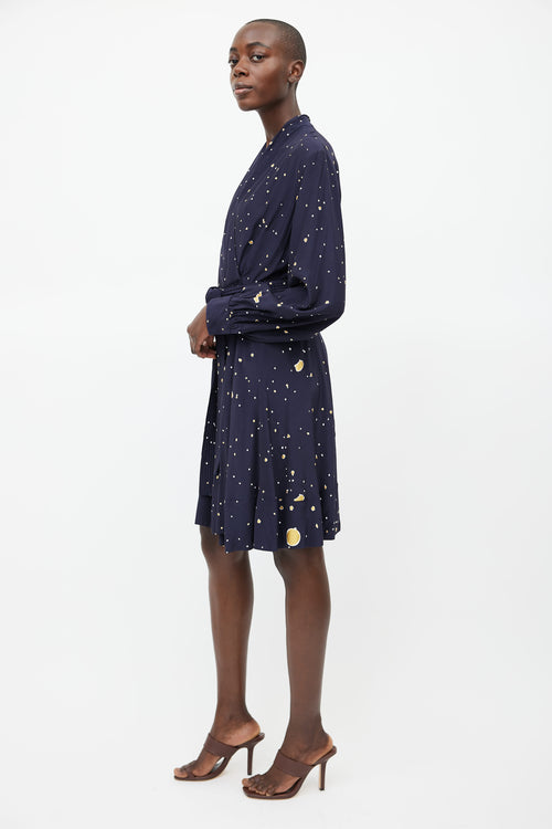 Stine Goya Navy Barbara Print Belted Dress