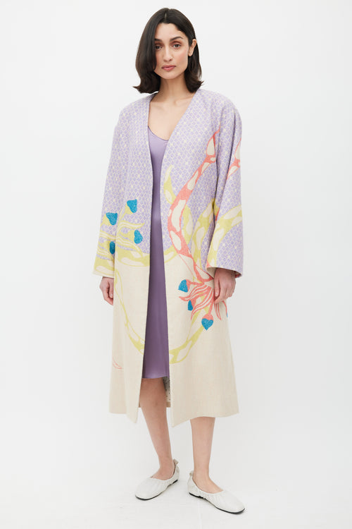 Stine Goya Purple Multicolour Knit Coat