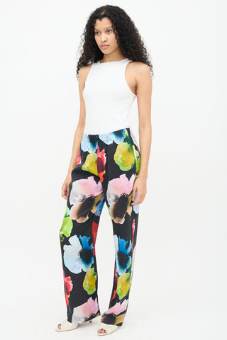 Stine Goya Black Floral Wide Leg Pants