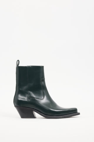 Stine Goya Green Leather Gurly Ankle Boot