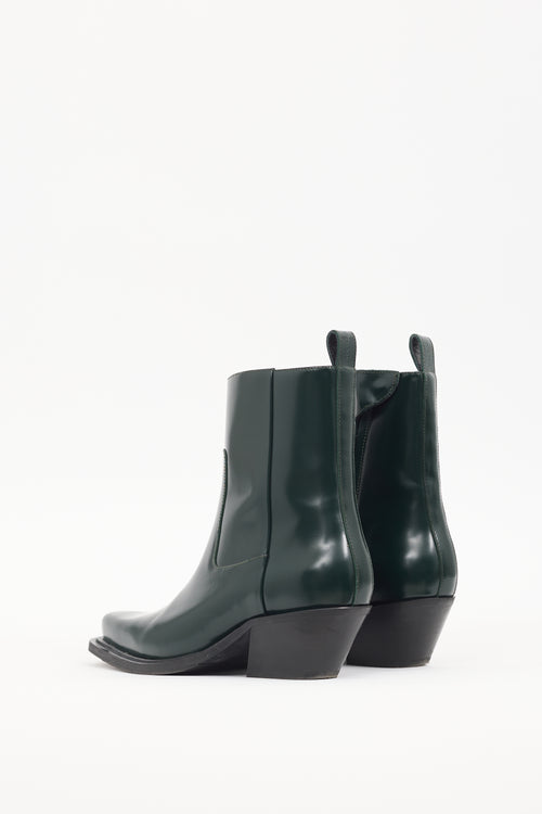 Stine Goya Green Leather Gurly Ankle Boot