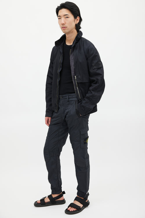 Stone Island Black Batavia Magentic Flap Jacket