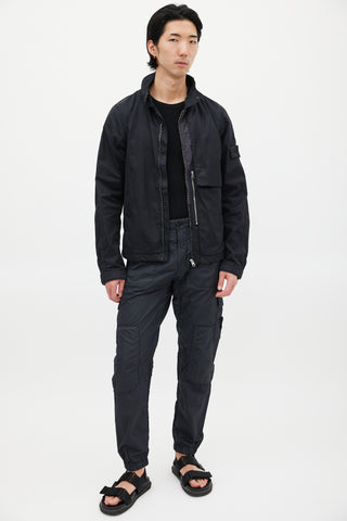 Stone Island Black Batavia Magentic Flap Jacket