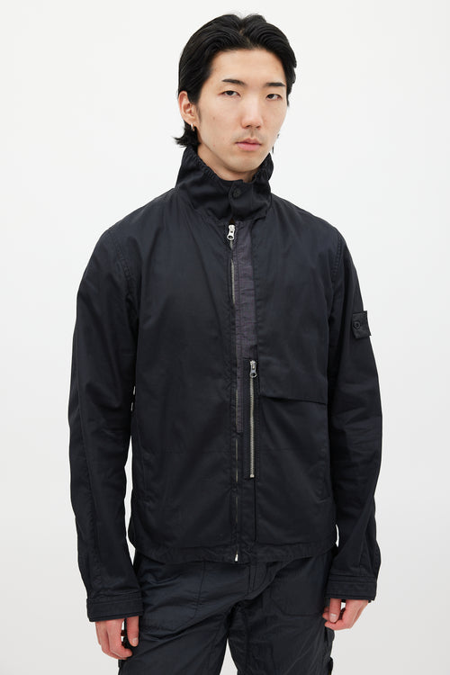 Stone Island Black Batavia Magentic Flap Jacket