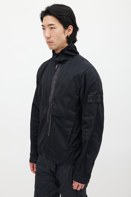 Stone Island Black Batavia Magentic Flap Jacket