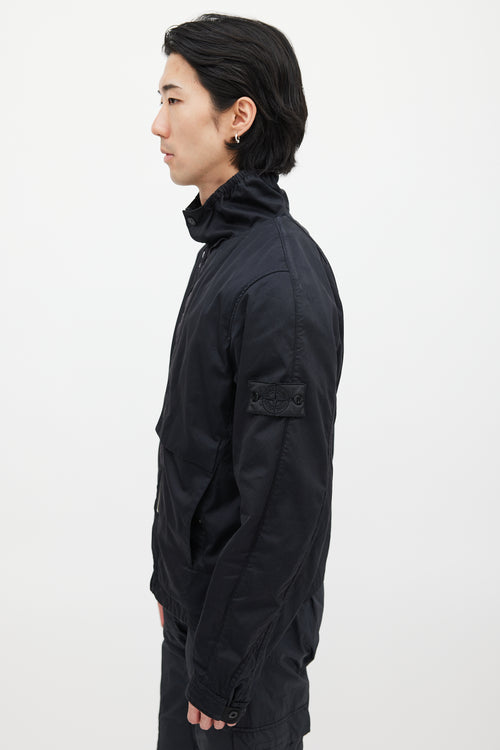 Stone Island Black Batavia Magentic Flap Jacket