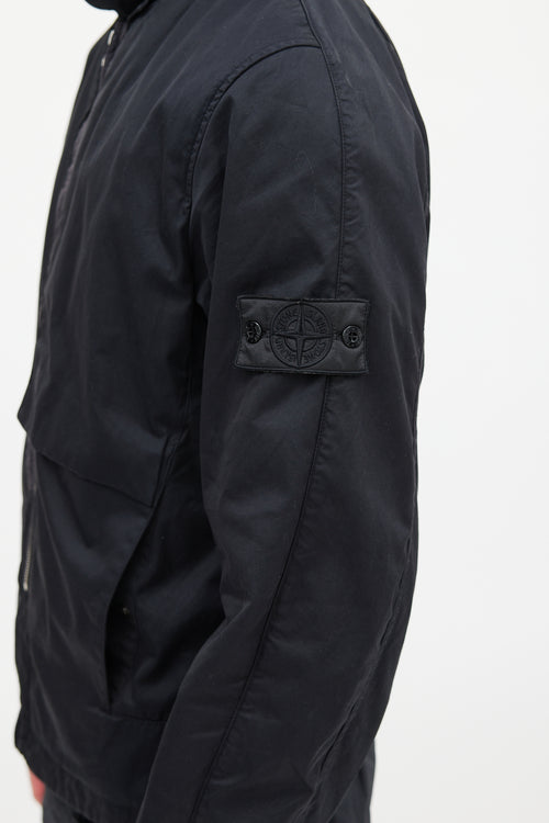 Stone Island Black Batavia Magentic Flap Jacket