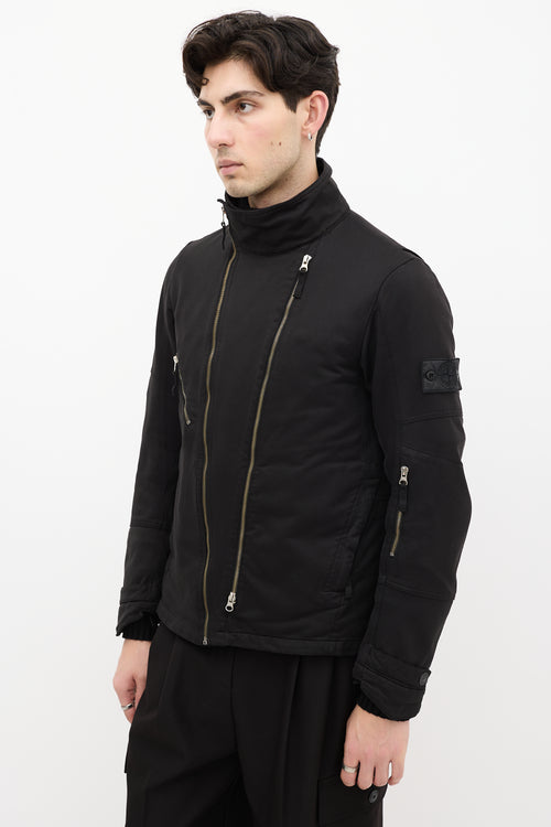 Stone Island Black Canvas Asymmetrical David-T Jacket