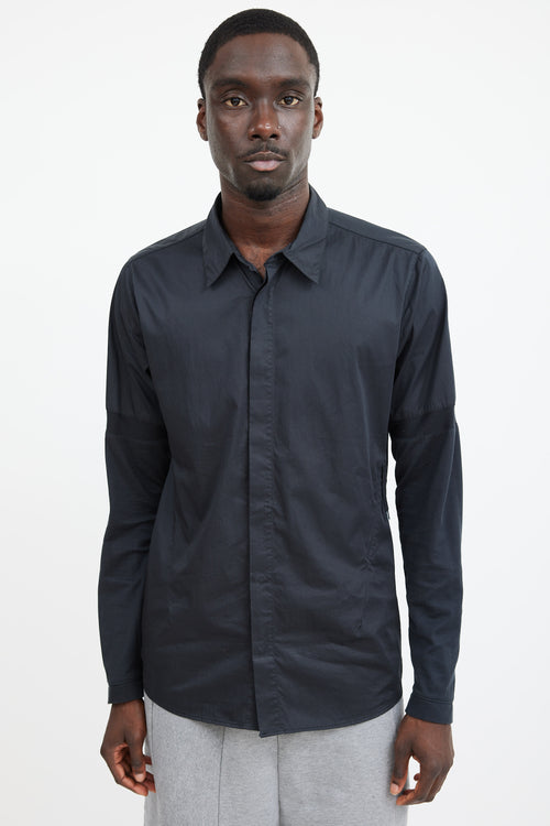 Stone Island Black Knit Trim Shirt