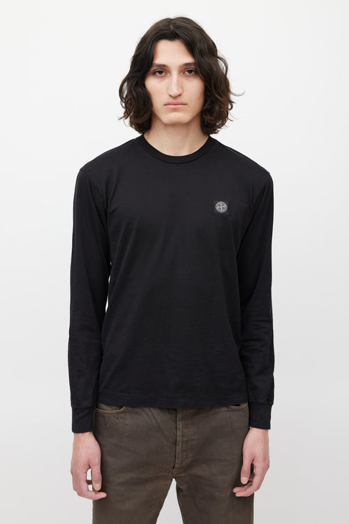 Stone Island Black Logo Patch Top