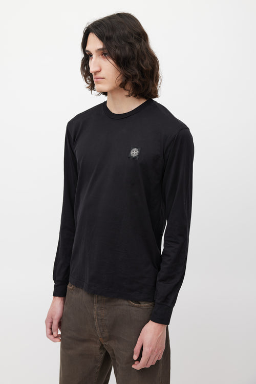 Stone Island Black Logo Patch Top