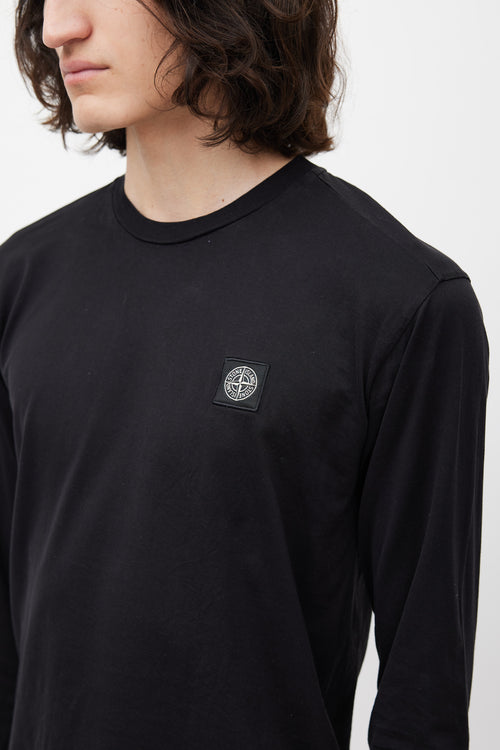 Stone Island Black Logo Patch Top