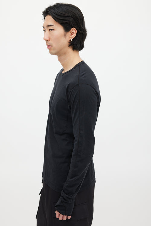 Stone Island Black One Pocket Long Sleeve Top