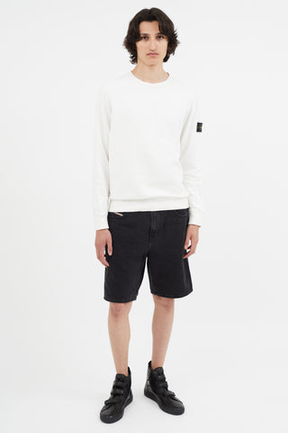 Stone Island Cream Logo Patch Crewneck