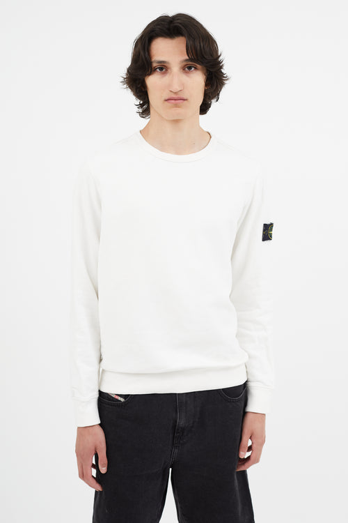 Stone Island Cream Logo Patch Crewneck