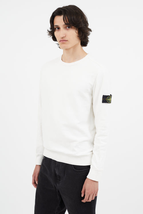 Stone Island Cream Logo Patch Crewneck