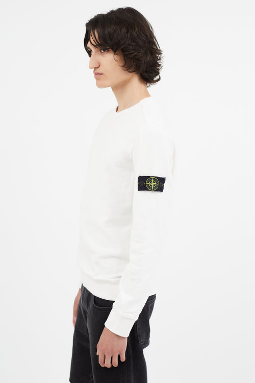 Stone Island Cream Logo Patch Crewneck