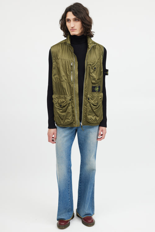 Stone Island Green Cargo Zip Vest