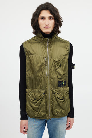 Stone Island Green Cargo Zip Vest