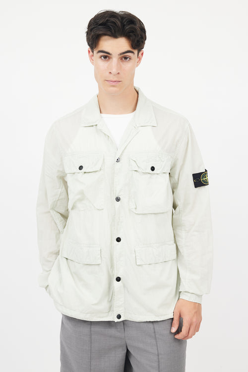 Stone Island Green 
Black Flax Hidden Pouch Button Up Shirt