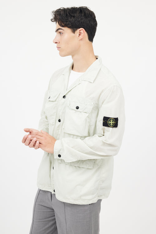 Stone Island Green 
Black Flax Hidden Pouch Button Up Shirt