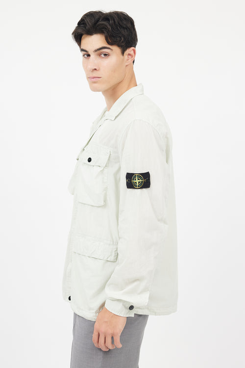 Stone Island Green 
Black Flax Hidden Pouch Button Up Shirt