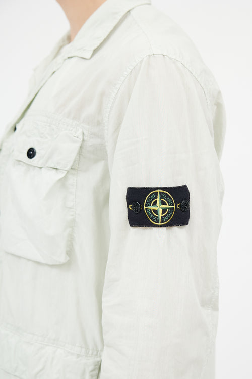 Stone Island Green 
Black Flax Hidden Pouch Button Up Shirt