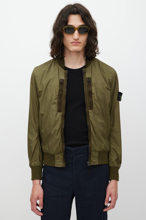 Stone Island Green Nylon Bomber Jacket