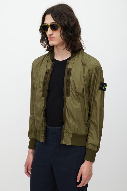 Stone Island Green Nylon Bomber Jacket