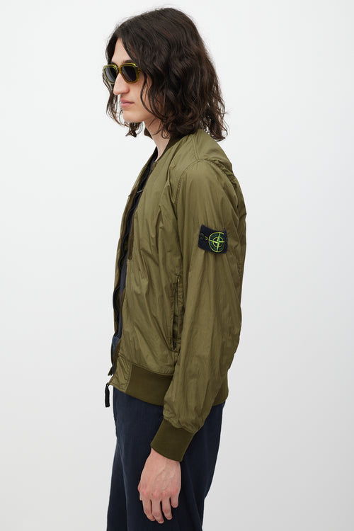 Stone Island Green Nylon Bomber Jacket