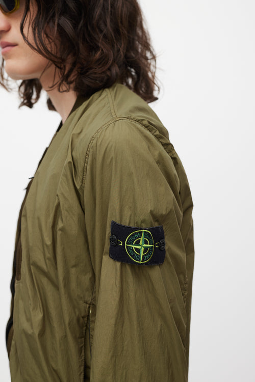 Stone Island Green Nylon Bomber Jacket