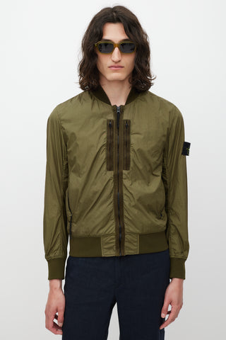 Stone Island Green Nylon Bomber Jacket