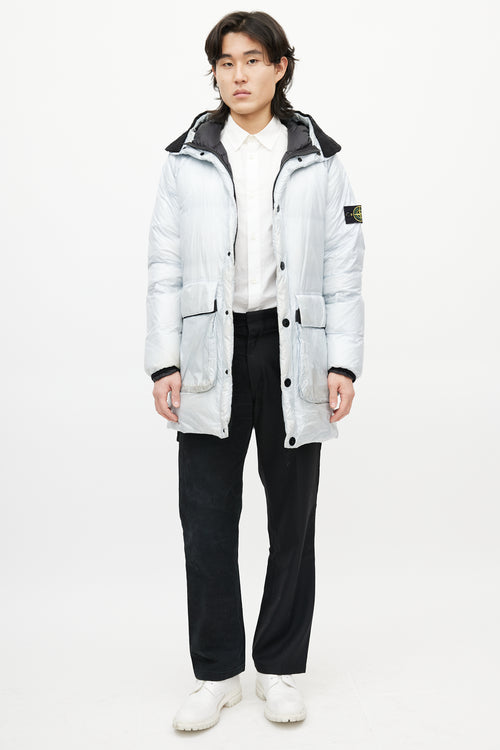 Stone Island Grey Hooded Down Coat