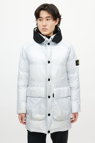 Stone Island Grey Hooded Down Coat