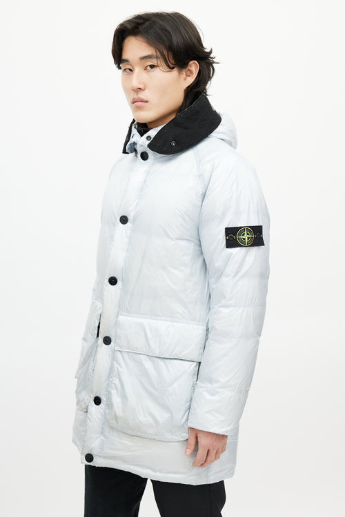 Stone Island Grey Hooded Down Coat