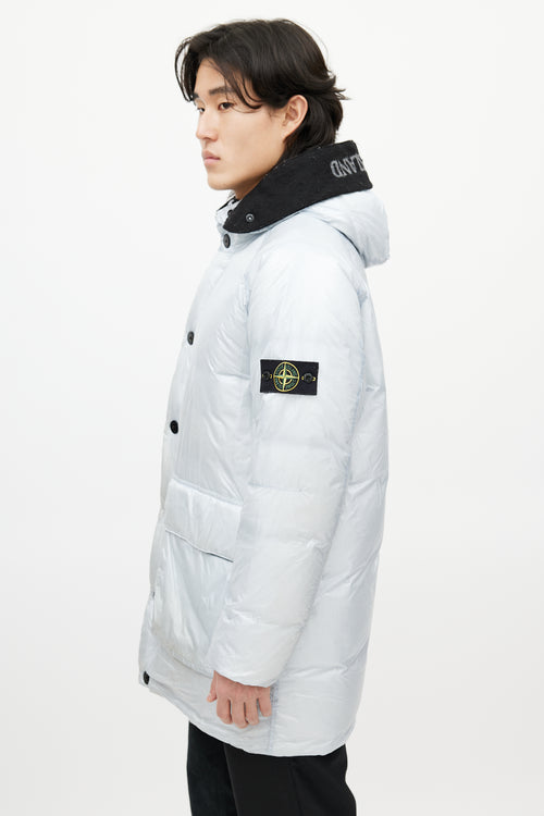 Stone Island Grey Hooded Down Coat