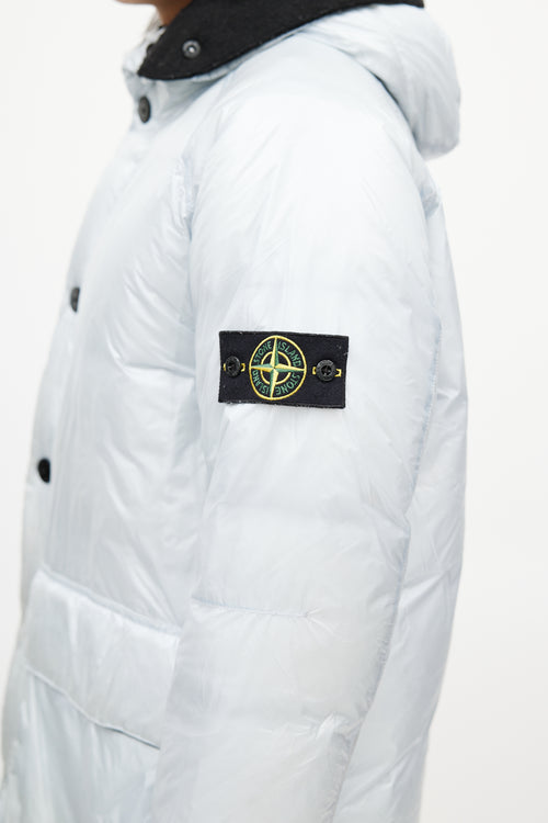 Stone Island Grey Hooded Down Coat