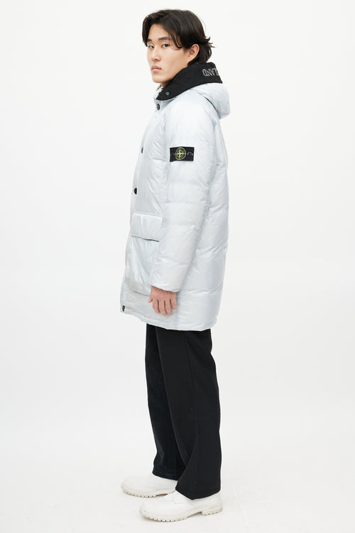 Stone Island Grey Hooded Down Coat