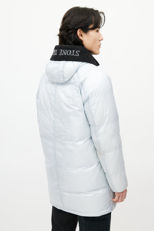 Stone Island Grey Hooded Down Coat