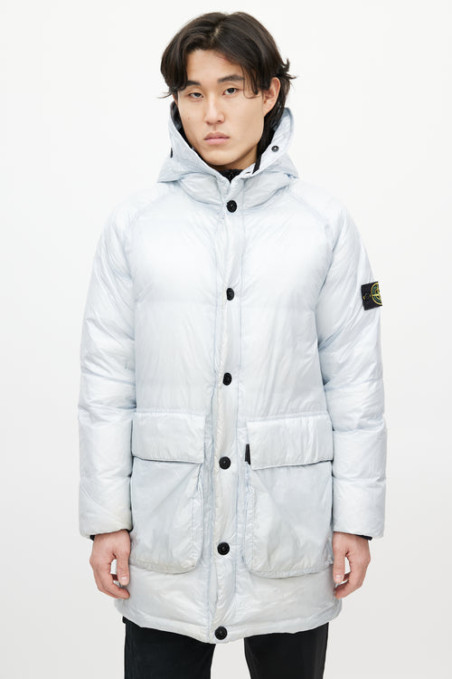 Stone Island Grey Hooded Down Coat